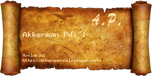 Akkerman Pál névjegykártya
